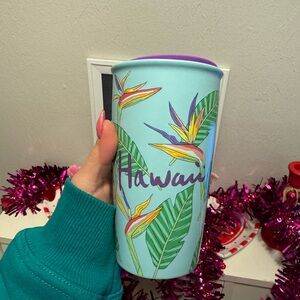 Starbucks Hawaii Tropical Mug - Light Blue with Green and Purple Accents